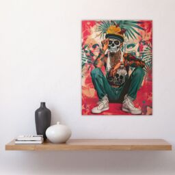 "Artery8 Day of the Dead Portrait Tattoos Street Art Mexican Wall Art Print in Red - Size: W18"" x H24""" - thumbnail 4