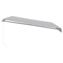 Berkfield Home Manual Retractable Awning with LED Anthracite&White 450x350 cm in Black - thumbnail 5