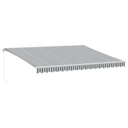 Berkfield Home Manual Retractable Awning with LED Anthracite&White 450x350 cm in Black - thumbnail 2