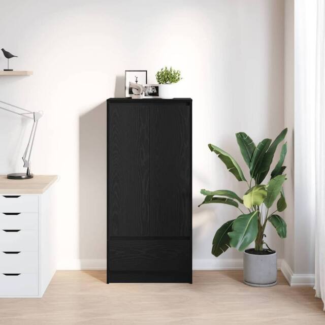 Berkfield Home Durable Cabinet with Drawer Black Oak 55.5x34x119.5 cm Engineered Wood - image 1