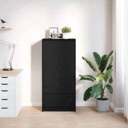 Berkfield Home Durable Cabinet with Drawer Black Oak 55.5x34x119.5 cm Engineered Wood