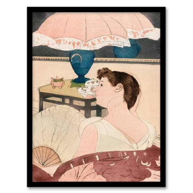 Artery8 Mary Cassatt Framed Wall Art Print The Lamp Woman With Fan Painting - Size: A4 - image 1