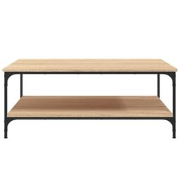 Berkfield Home Coffee Table Sonoma Oak 100x100x40 cm Engineered Wood in Brown - Size: 100 x 100 x 40 cm - thumbnail 4