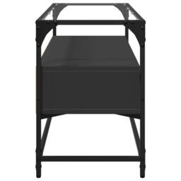 Berkfield Home TV Cabinet with Glass Top Black 98x35x51 cm Engineered Wood - Size: 98 x 35 x 51 cm - thumbnail 5