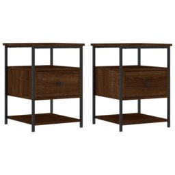 Berkfield Home Bedside Cabinets 2 pcs Brown Oak 40x42x56 cm Engineered Wood - Size: 40 x 42 x 56 cm - thumbnail 2