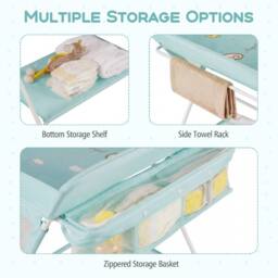 CASART Foldable Baby Diaper Changing Table Nursery Organizer w/Storage Basket in Green - thumbnail 9