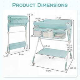 CASART Foldable Baby Diaper Changing Table Nursery Organizer w/Storage Basket in Green - thumbnail 2