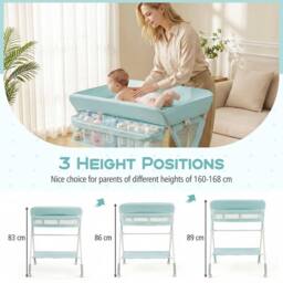 CASART Foldable Baby Diaper Changing Table Nursery Organizer w/Storage Basket in Green - thumbnail 5
