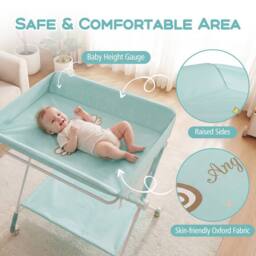 CASART Foldable Baby Diaper Changing Table Nursery Organizer w/Storage Basket in Green - thumbnail 6