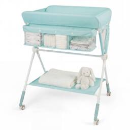 CASART Foldable Baby Diaper Changing Table Nursery Organizer w/Storage Basket in Green - thumbnail 3