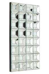Orsina Multi Glass Bevelled Wall Mirror, Contemporary Geometric Mirror With 24 Mirrored Glass Squares, Black Frame in Silver - thumbnail 1