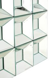Orsina Multi Glass Bevelled Wall Mirror, Contemporary Geometric Mirror With 24 Mirrored Glass Squares, Black Frame in Silver - thumbnail 2