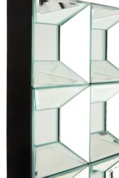 Orsina Multi Glass Bevelled Wall Mirror, Contemporary Geometric Mirror With 24 Mirrored Glass Squares, Black Frame in Silver - thumbnail 3