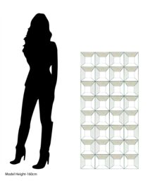 Orsina Multi Glass Bevelled Wall Mirror, Contemporary Geometric Mirror With 24 Mirrored Glass Squares, Black Frame in Silver - thumbnail 4