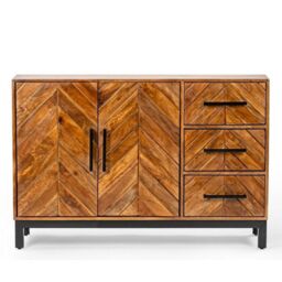 Jaipur Furniture Ltd Parquet 120 cm Sideboard - Mango Wood/Iron - L40 x W120 x H80 cm - PP Finish in Brown - thumbnail 2