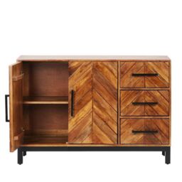 Jaipur Furniture Ltd Parquet 120 cm Sideboard - Mango Wood/Iron - L40 x W120 x H80 cm - PP Finish in Brown - thumbnail 3