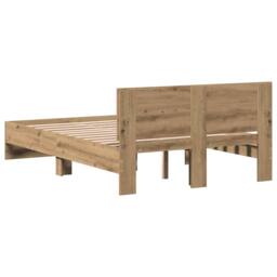 Berkfield Home Bed Frame with Headboard Artisan Oak 120 x 190 cm in Brown - thumbnail 7