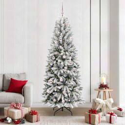 Berkfield Home Artificial Christmas Tree with 300 LEDs White 78 x 78 x 210 cm - thumbnail 1