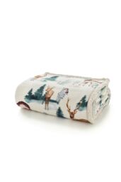 Deyongs Winter Deers Sherpa Fleece Throw - 140 x 180cm Soft Woodland Animal Blanket with Flannel Front & Cosy - 1846 in White - Size: 140 cm x 180 cm - thumbnail 2