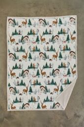 Deyongs Winter Deers Sherpa Fleece Throw - 140 x 180cm Soft Woodland Animal Blanket with Flannel Front & Cosy - 1846 in White - Size: 140 cm x 180 cm - thumbnail 3