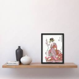 Artery8 Courtesan Tsukasa Of Ogiya Japan Framed Wall Art Print Utamaro Kitagawa in Pink - Size: A4 - thumbnail 4