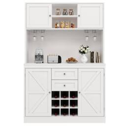 Matteo Tall Kitchen Sideboard - Wine Rack, 4 Doors, Adjustable Shelves, White - thumbnail 9