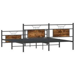 Berkfield Home Metal Bed Frame without Mattress Smoked Oak 160x200 cm in Brown - thumbnail 8