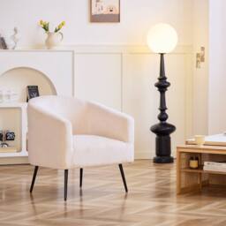 Nordlys Scandinavian Design Metal Leg Lounge Chair in Cream - thumbnail 7