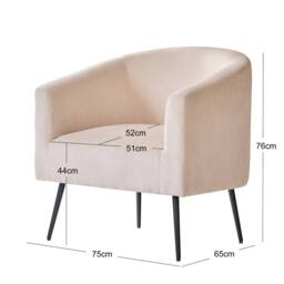Nordlys Scandinavian Design Metal Leg Lounge Chair in Cream - thumbnail 5