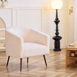 Nordlys Scandinavian Design Metal Leg Lounge Chair in Cream - thumbnail 4