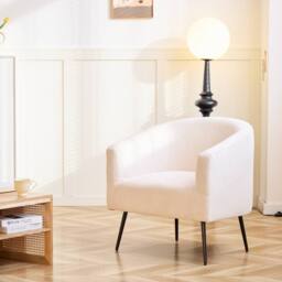 Nordlys Scandinavian Design Metal Leg Lounge Chair in Cream - thumbnail 3