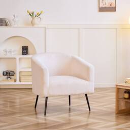 Nordlys Scandinavian Design Metal Leg Lounge Chair in Cream - thumbnail 2