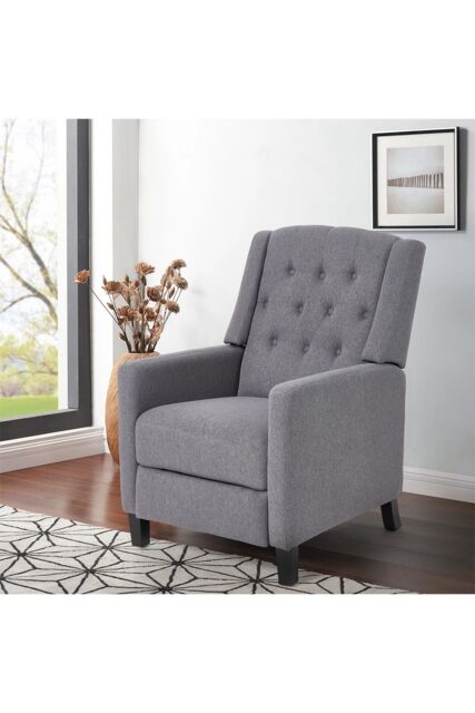 Living and Home Single Upholstered Sofa Pushback Recliner Chair Armchair in Grey - image 1