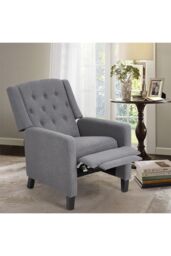 Living and Home Single Upholstered Sofa Pushback Recliner Chair Armchair in Grey - thumbnail 2