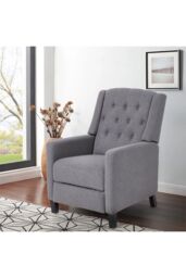 Living and Home Single Upholstered Sofa Pushback Recliner Chair Armchair in Grey - thumbnail 1