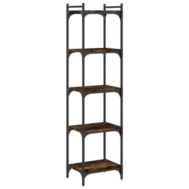 Berkfield Home Bookcase 5-Tier Smoked Oak 40x30x154 cm Engineered Wood in Brown - Size: 40 x 30 x 154 cm - image 1