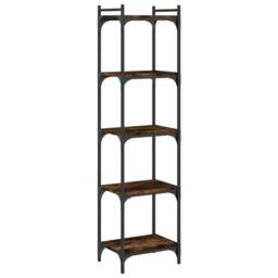 Berkfield Home Bookcase 5-Tier Smoked Oak 40x30x154 cm Engineered Wood in Brown - Size: 40 x 30 x 154 cm - thumbnail 1