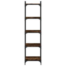 Berkfield Home Bookcase 5-Tier Smoked Oak 40x30x154 cm Engineered Wood in Brown - Size: 40 x 30 x 154 cm - thumbnail 4
