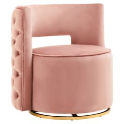 Orsina Blue Velvet Swivel Arm Chair, Comfortable Arm Chair with 360 Rotation, Contemporary Velvet Chair for Home in Pink - thumbnail 2