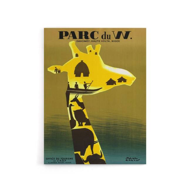 "Artery8 Paul Colin Dahomey Nature Reserve Advert Canvas Wall Art Print in Yellow - Size: W24"" x H32""" - image 1