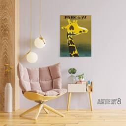 "Artery8 Paul Colin Dahomey Nature Reserve Advert Canvas Wall Art Print in Yellow - Size: W24"" x H32""" - thumbnail 3