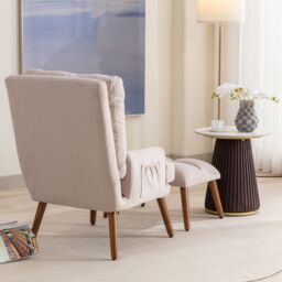 Matteo Beige Reclining Lounge Chair with Footrest & Side Pockets - thumbnail 3