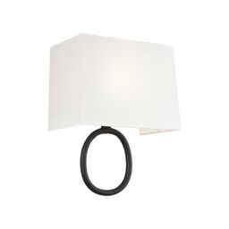 Loops Wall Light Oval Metal Hanging Detail White Linen Shade Aged Iron LED E27 60W