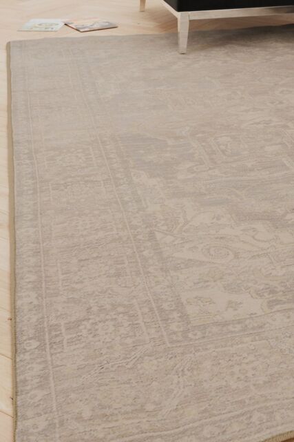 Kukoon Beige Vintage Soft Washable & Liquid Repellent Living Room Area Rug in Pale Grey - Size: 160 cm x 230 cm - image 1