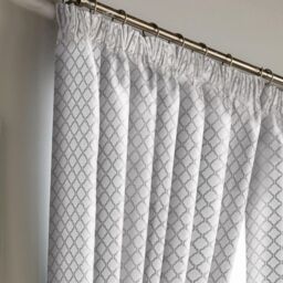 Luxury Living Modern Geometric Two-Tone Jacquard Lined Pencil Pleat Taped Curtains in White - Size: 168 cm width x 229 cm drop - thumbnail 2