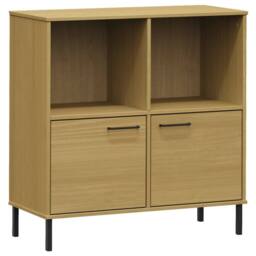 Berkfield Home Bookcase with Metal Legs Brown 90x35x90.5 cm Solid Wood OSLO in Light Brown - thumbnail 1
