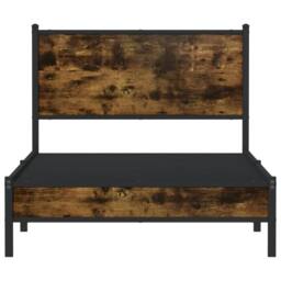 Berkfield Home Metal Bed Frame without Mattress Smoked Oak 100x200 cm in Brown - thumbnail 5