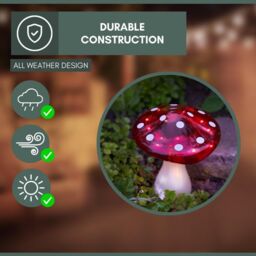 Marco Paul 2pck Large Solar Power Mushroom Garden Ornaments 23cm in Red - thumbnail 4