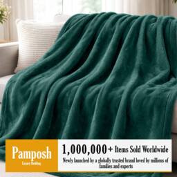 Pamposh Extra Large Flannel Fleece Blanket Reversible Bed & Sofa Throw in Emerald - Size: Medium - thumbnail 3