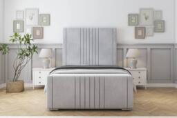 "Comfort Beds Royal Naples Bed Frame - 50"" Upholstered Headboard in Silver - Size: Double" - thumbnail 2